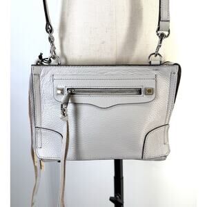 Rebecca Minkoff Regan Gray Leather Crossbody Bag Silver Hardware NWT